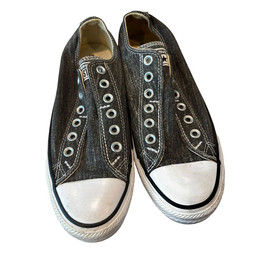 Converse All Star Slip On Mens 4.5 Womens 6.5 Black Washed Denim Sneakers